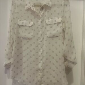 Old Navy Cream Polka Dot Blouse